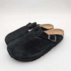 Birkenstock Boston Soft Footbed Suede Black Leather Unisex Size US W8/M6 EU39
